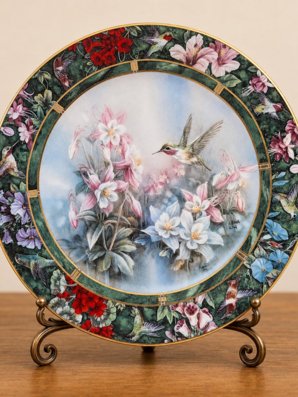 Lena Liu "The Calliope Hummingbird" Collector Plate w/ Original Foam Box